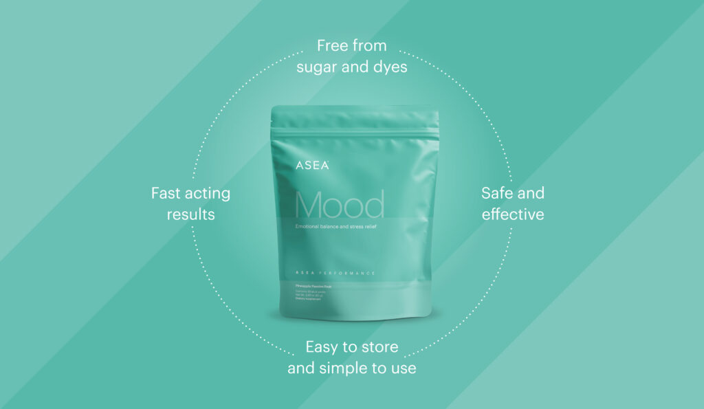 ASEA Mood is a way for you to create the calm you’re looking for from within. It’s a natural mood support supplement with a clean, science-driven formula, designed to help you feel your best, even in your most stressful moments.