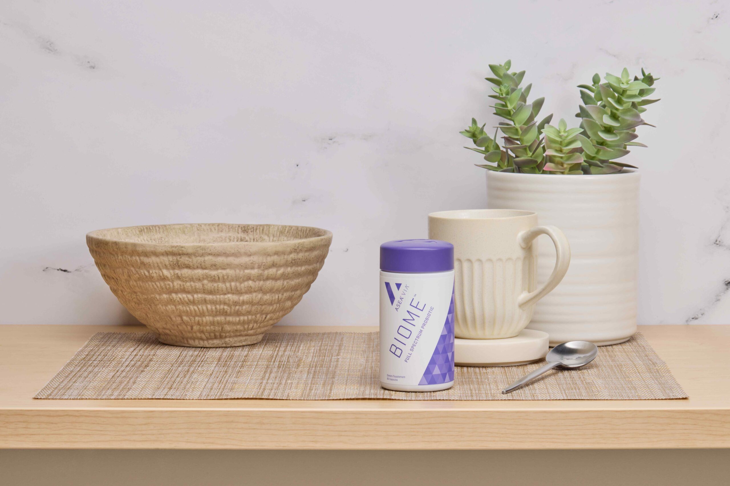 The combination of probiotics and prebiotics in ASEA VIA Biome results in a robust immune system and balanced digestion.