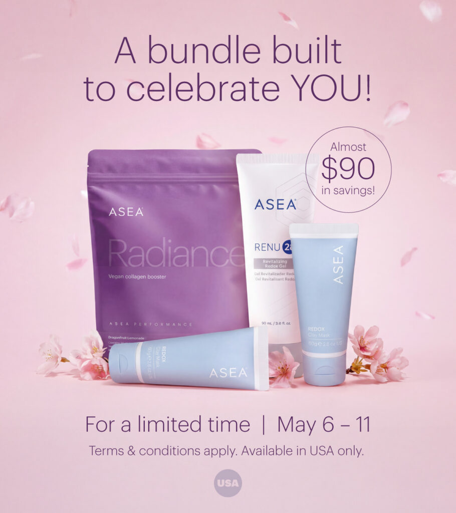 Each skincare product works together to support different parts of a well-rounded skincare routine: cleansing and resurfacing, hydration and smoothing, and cellular wellness support. 